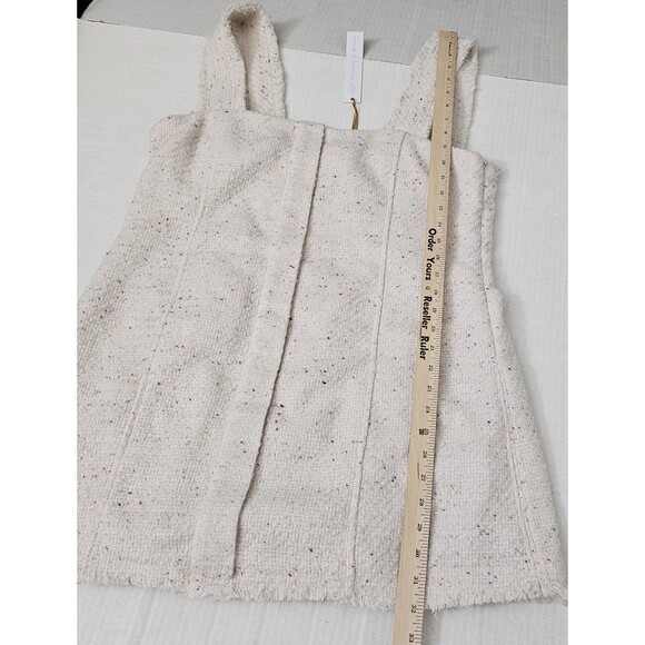 House Of Harlow‎ Dress Large Cream Mini Speckled Tweed Fringe Hem Boho NWT - Picture 9 of 9